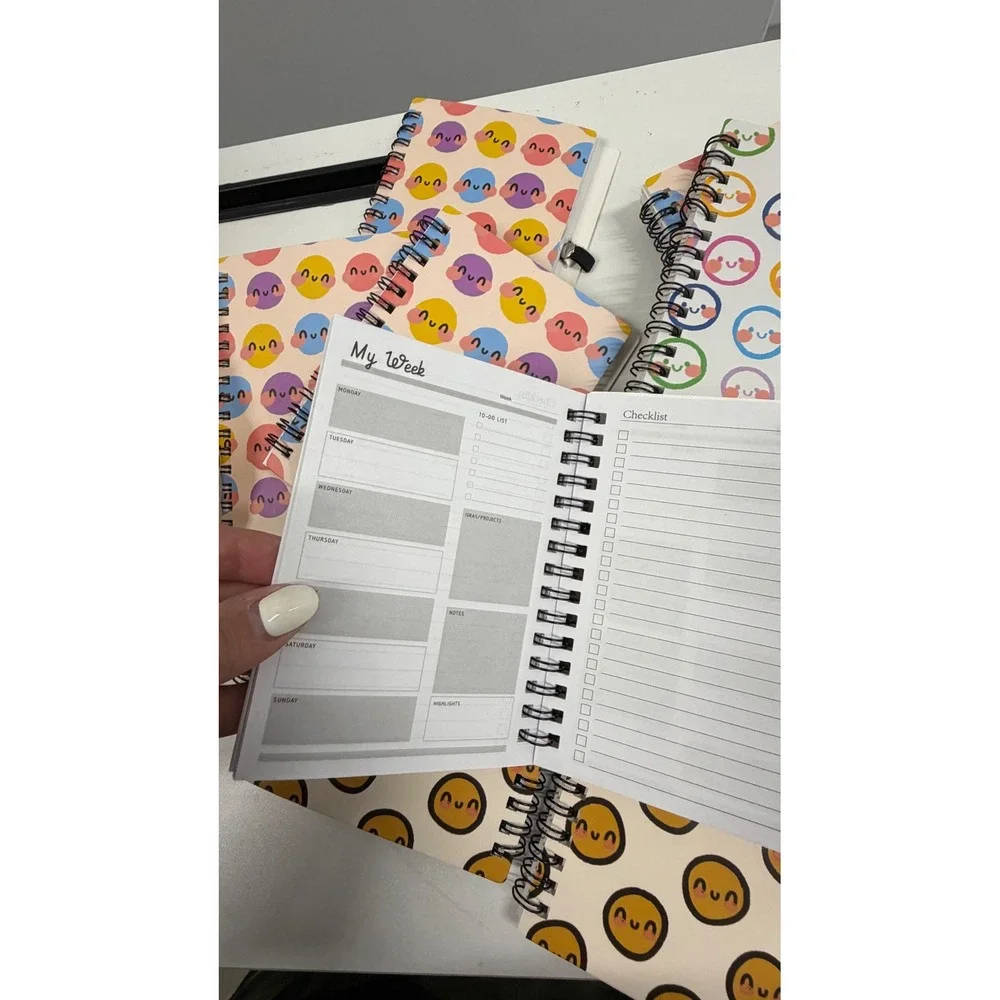 72 pcs Smiley Face Stationery Set Spiral Notebooks Weekly Planner Checklist Pens
